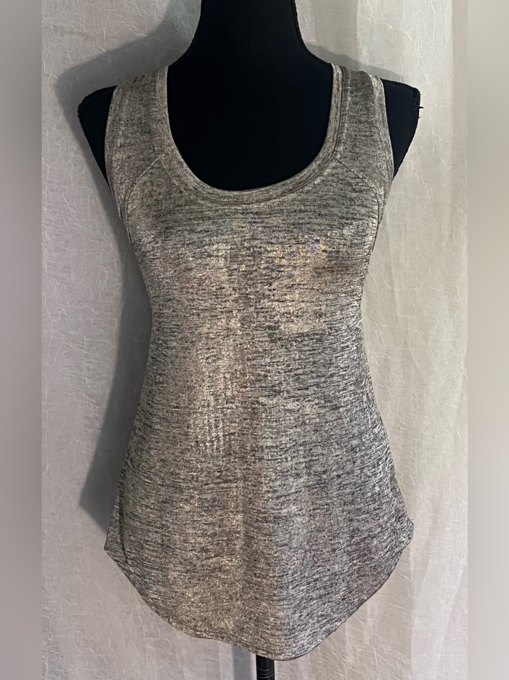 Sam Edelman gold & black metallic heathered Scoop Neck Racerback Tank